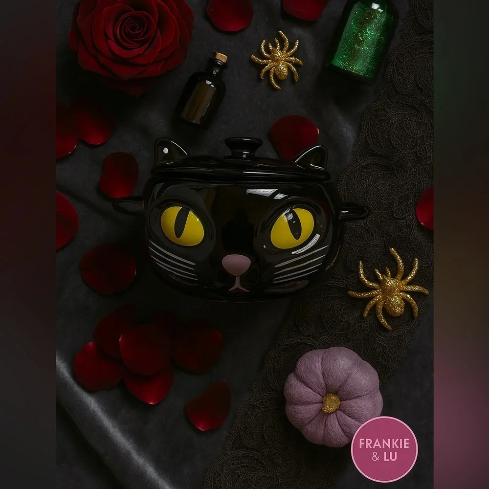 Wild Eye Designs Black Cat Brie Cheese Baker Gothic Halloween Serveware NWT